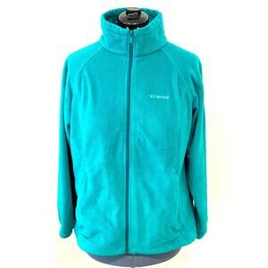 Columbia Fleece Jacket Women's 1X Green Pockets Fall Gorpcore Outdoor Casual